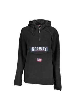 Norway 1963 Elegant Black Half Zip Hooded Sweatshirt - S