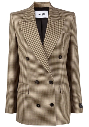 Msgm check motif double-breasted blazer - 42 Beige