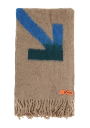 Off-white 'arrows' mohair and wool blanket - OS Beige