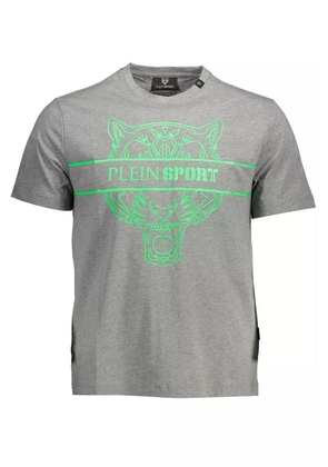 Plein Sport Gray Cotton T-Shirt - S