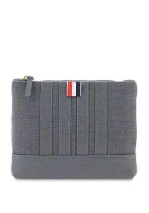 Thom browne wool 4-bar small pouch - OS Grigio