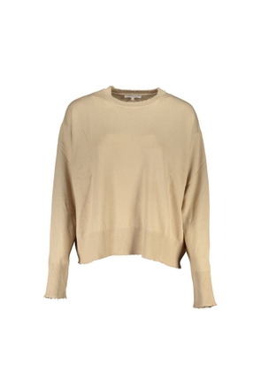 Patrizia Pepe Chic Beige Crew Neck Sweater with Contrast Details - XS