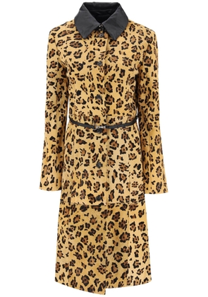 Saks potts ginger leopard motif ponyskin coat - M Beige