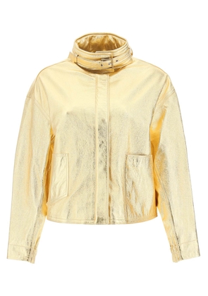 Saks potts houston gold-laminated leather bomber jacket - M Oro