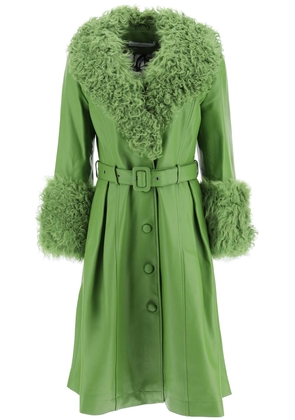 Saks potts foxy leather and shearling long coat - 1 Verde