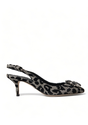Silver Leopard Crystal Slingback Pumps Shoes - EU36/US5.5