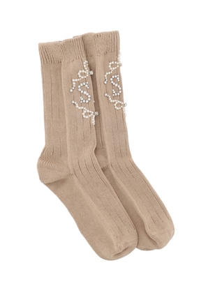 Simone rocha sr socks with pearls and crystals - OS Beige