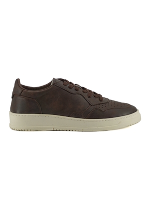 Saxone Of Scotland Brown Leather Low Top Sneakers - EU39/US6