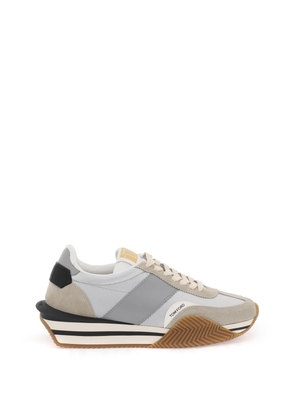 Tom ford james sneakers in lycra and suede leather - 7 Beige