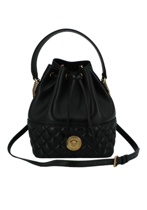 Versace Black Lamb Leather Bucket Shoulder Bag