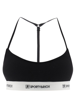 Sporty rich sports bra with logo band - XS Nero