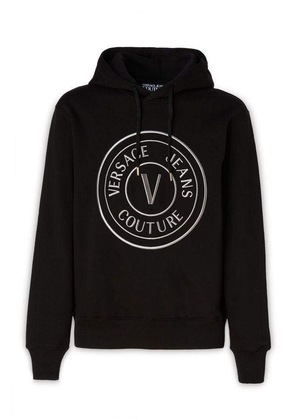 Versace Jeans Black Cotton Logo Details Hooded Sweatshirt - XS
