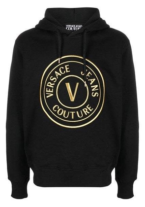 Versace Jeans Black Cotton Logo Details Hooded Sweatshirt - L