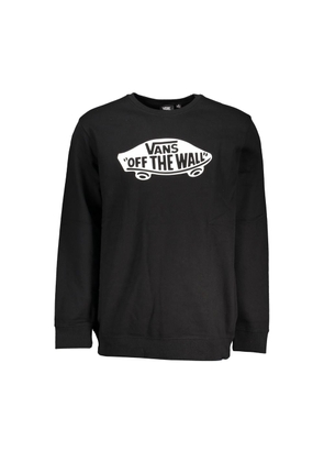 Vans Sleek Black Cotton Sweatshirt with Logo Print - S