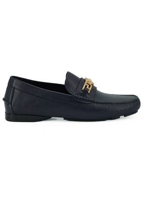 Versace Navy Blue Calf Leather Loafers Shoes - EU40/US7
