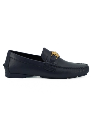 Versace Navy Blue Calf Leather Loafers Shoes - EU39/US6