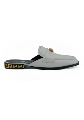 Versace White Calf Leather Slides Flat Shoes - EU36/US6