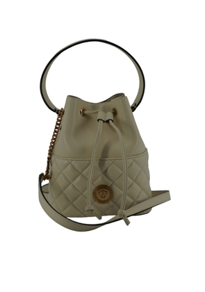 Versace White Lamb Leather Small Bucket Shoulder Bag