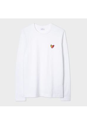 PS Paul Smith Women's White 'Swirl Heart' Cotton Long-Sleeve T-Shirt