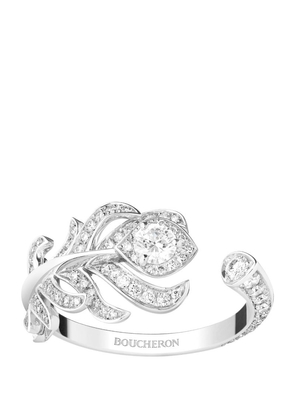 Boucheron White Gold And Diamond Plume De Paon Ring