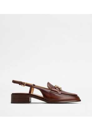 Tod's - Kate Slingback Loafers in Leather, BROWN, 36.5 - Shoes