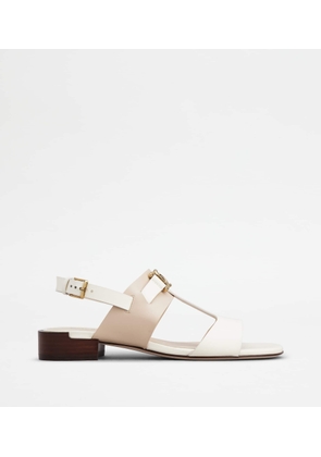 Tod's - Kate Sandals in Leather, BEIGE,OFF WHITE, 36 - Shoes