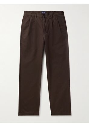 Noah - Straight-Leg Pleated Cotton-Twill Trousers - Men - Brown - UK/US 28