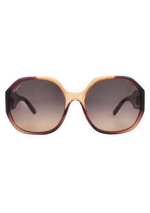 Salvatore Ferragamo Ladies Red Oval Sunglasses SF943S