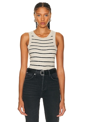 Citizens of Humanity Isabel Rib Tank in Oatmeal Stripe - Beige. Size XS (also in ).