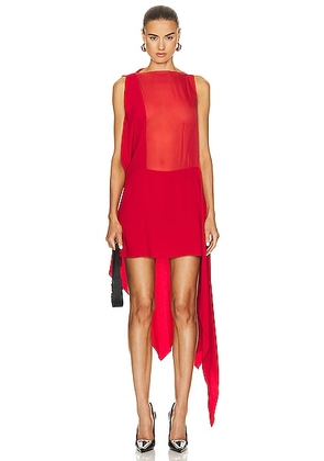 Ferragamo Draped Dress in Red - Red. Size 42 (also in ).