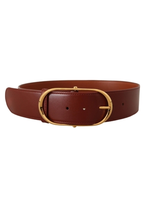 Dolce & Gabbana Brown Leather Gold Metal Oval Buckle Belt - 75 cm / 30 Inches