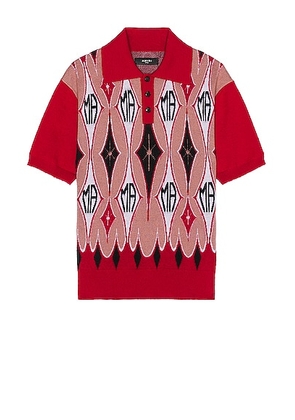 Amiri Argyle Jacquard Polo in Red - Red. Size M (also in S, XL/1X).