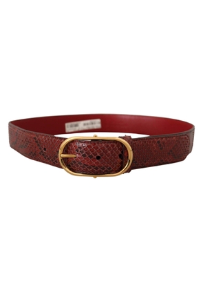 Dolce & Gabbana Red Exotic Leather Gold Oval Buckle Belt - 75 cm / 30 Inches