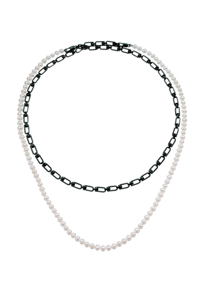 Eera 'reine' double necklace with pearls - OS Bianco