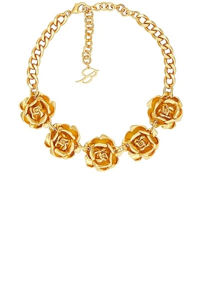 Blumarine Rose Choker in Oro Satinato - Metallic Gold. Size all.