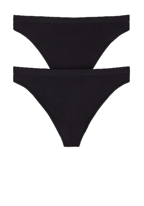 Wolford Individual Thong 2 Pack in Jet Black - Black. Size L (also in ).