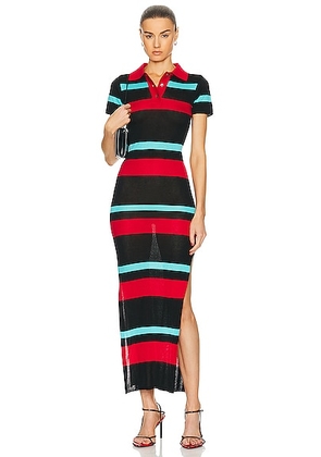 Louisa Ballou Polo Dress in Black  Red  & Blue - Red. Size L (also in M, S, XS).
