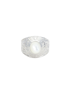 Martine Ali 925 Silver Mother Of Pearl Champion Ring in Silver - Metallic Silver. Size 10 (also in 8, 9).