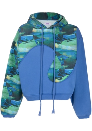 ERL abstract-print long-sleeved hoodie - Blue