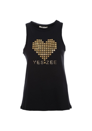 Yes Zee Black Cotton Tops & T-Shirt - XS