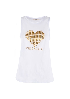 Yes Zee White Cotton Tops & T-Shirt - XS