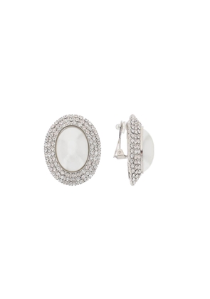 Alessandra Rich Oval Earrings With Pearl And Crystals