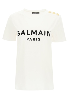 Balmain T-Shirt With Logo Print And Embossed Buttons