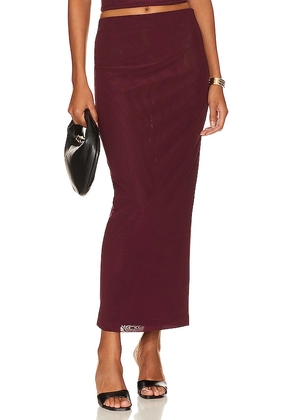 Camila Coelho Osiris Maxi Skirt in Burgundy. Size L, S, XS, XXS.