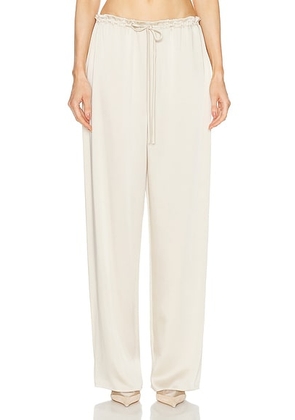 Lapointe Doubleface Satin Drawstring Side Pocket Pant in Sand - Beige. Size L (also in XS).