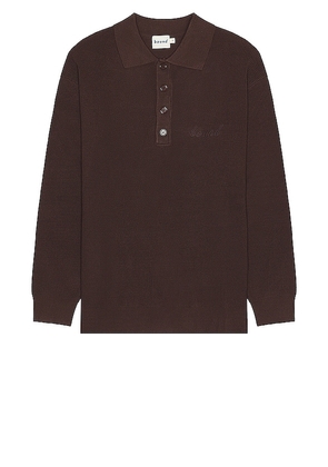 Bound Ennio Long Sleeve Polo in Brown. Size XL/1X, XS.
