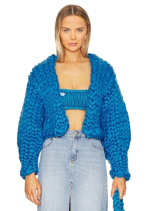 Hope Macaulay Block Colossal Knit Jacket in Blue. Size S/M.