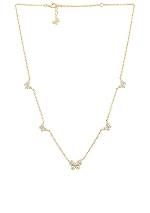 By Adina Eden Pave 5 Butterfly Necklace in Metallic Gold.