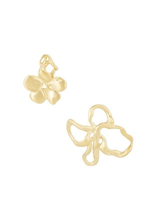 Completedworks Flower Earrings in 18k Gold Plate - Metallic Gold. Size all.