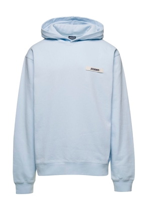 Jacquemus Le Hoodie Gros-Grain Light Blue Hoodie With Logo Patch In Cotton Man